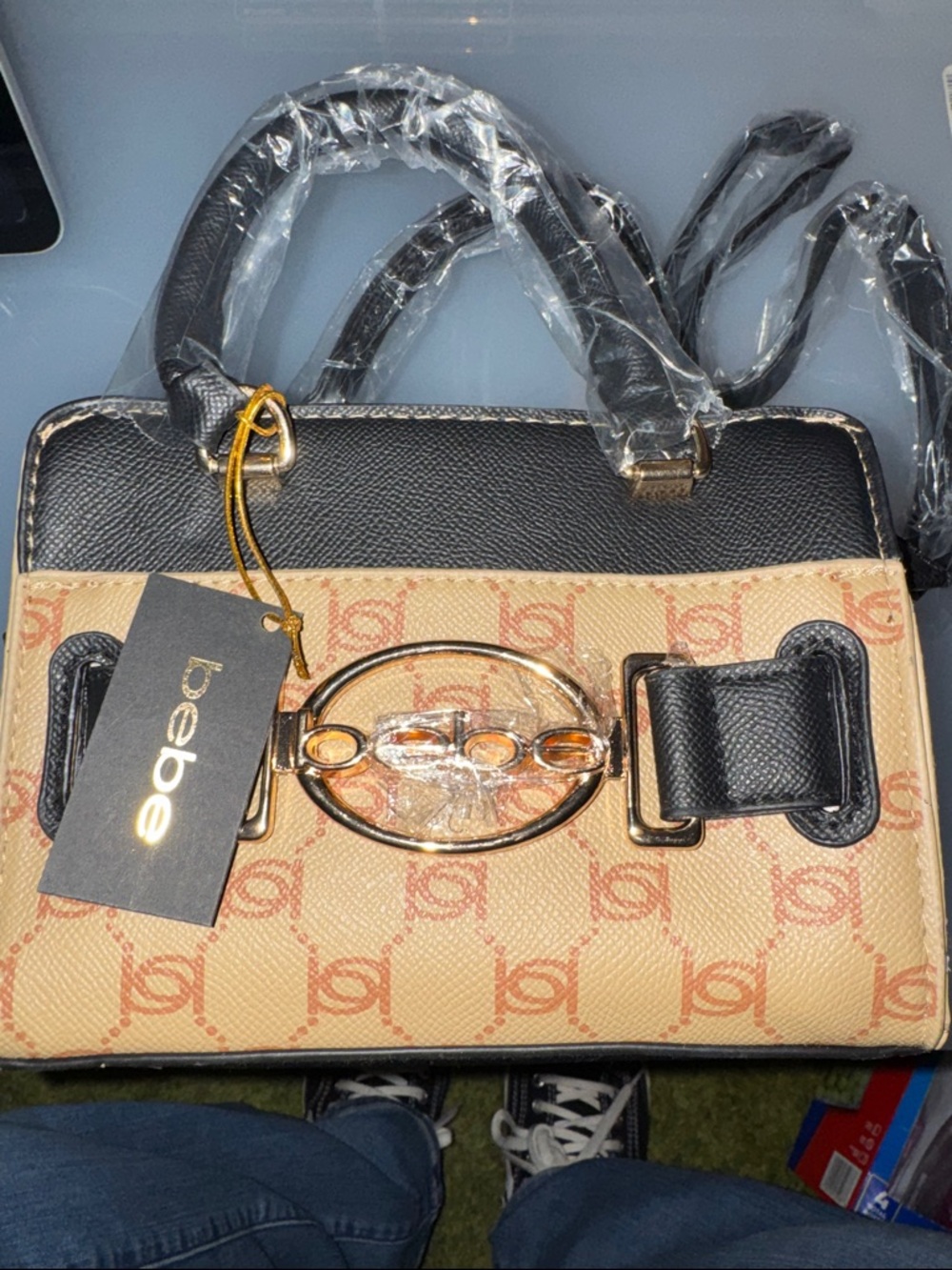 bebe monogram handle crossbody